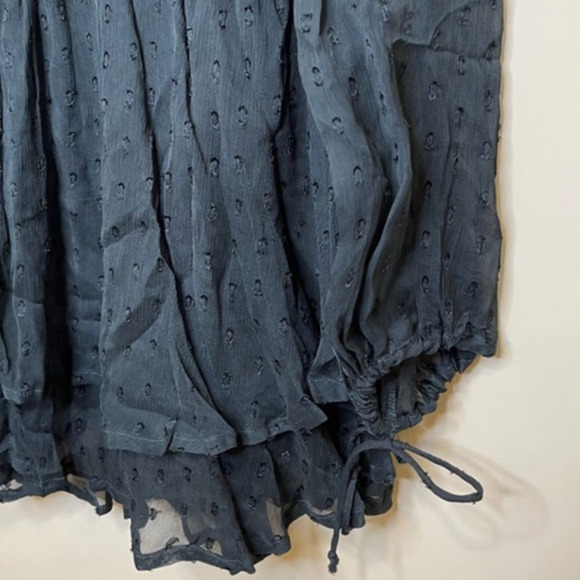 FREE People Daliah Green Jade Textured Daliah Long Sleeves Peasant Mini Dress XS - Picture 7 of 16